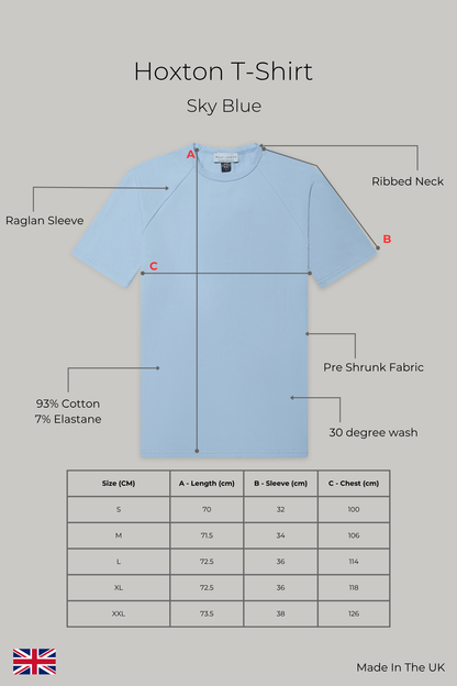 Hoxton Raglan Sleeve Fitted T-shirt - Sky Blue