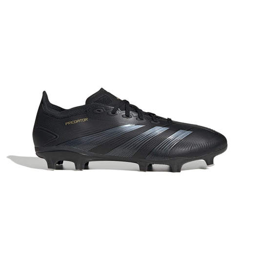 Black Adidas Predator League FG football boots with lace-up front and studded sole