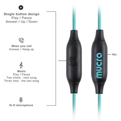 Mucro MB-232 Running In-Ear Sport Earbuds Earhook Wired Stereo Headphones for Jogging Gym