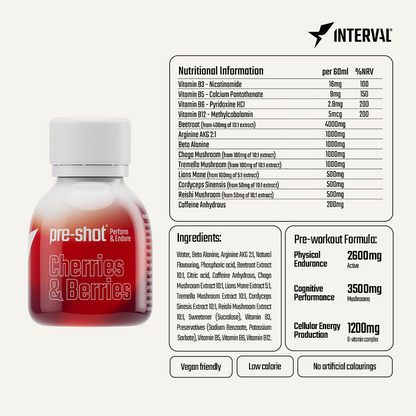 Interval Pre-Workout Shot Variety Pack – 6 x 60ml