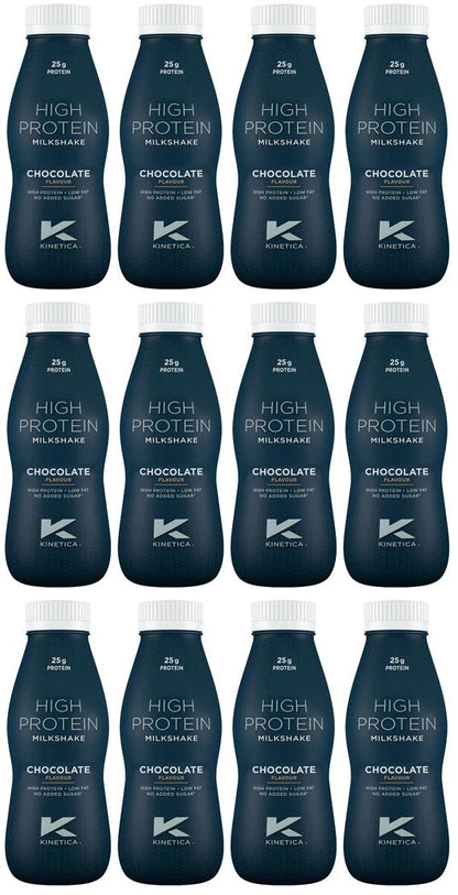 12 x Kinetica High Protein Milkshake Chocolate Flavour 330Ml