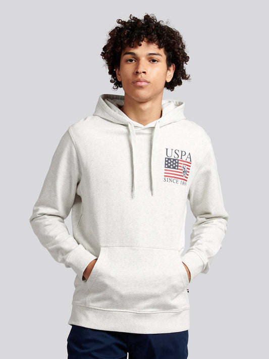 Mens Vintage 1890 Hoodie in Light Grey Marl