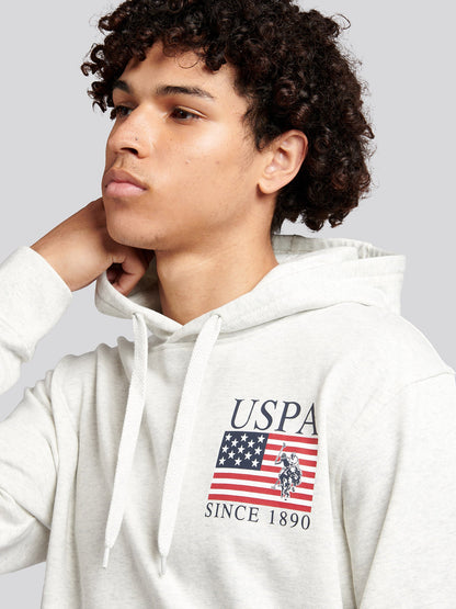 Mens Vintage 1890 Hoodie in Light Grey Marl