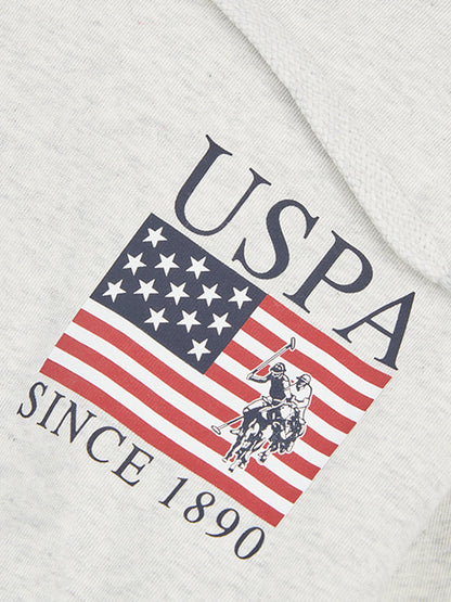 Mens Vintage 1890 Hoodie in Light Grey Marl