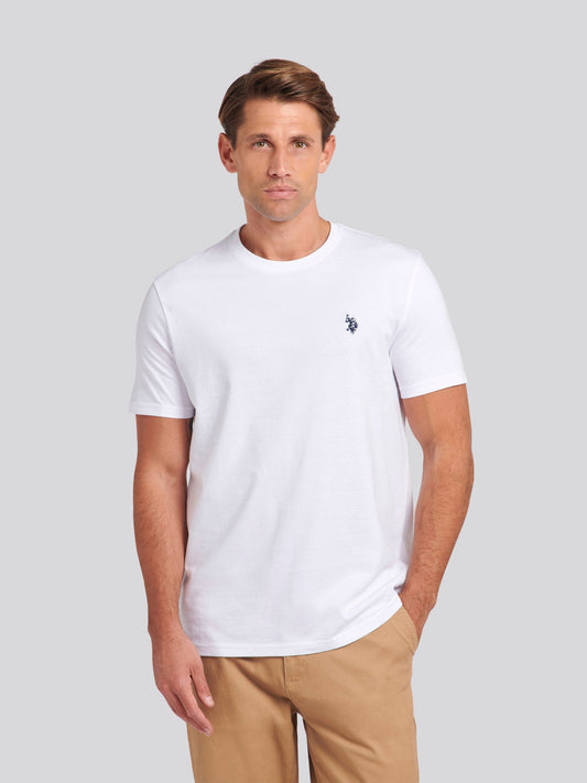 Mens Double Horsemen T-Shirt White / Dark Sapphire Navy DHM