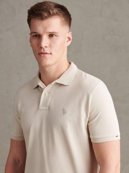 Mens Double Horsemen Polo Shirt Beige