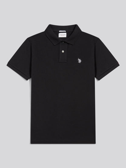 Mens Double Horsemen Polo Shirt Black Bright White DHM