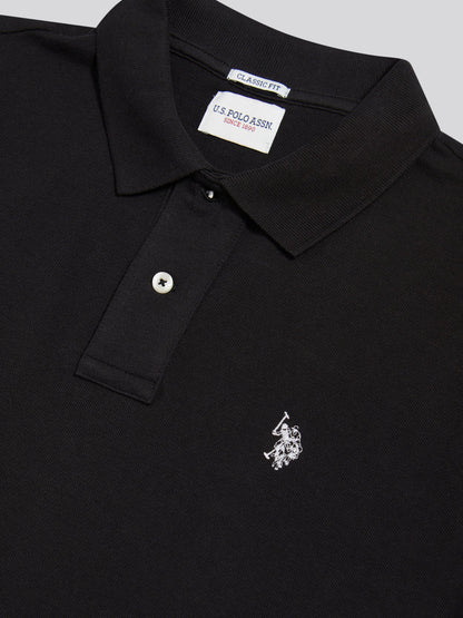 Mens Double Horsemen Polo Shirt Black Bright White DHM