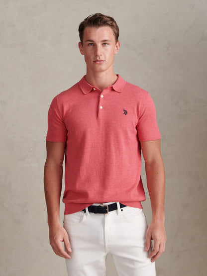 Mens Combed Cotton Polo Shirt Slate Rose Marl
