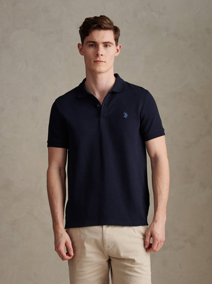 Mens Twill Texture Polo Shirt Dark Sapphire Navy