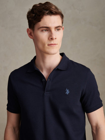 Mens Twill Texture Polo Shirt Dark Sapphire Navy