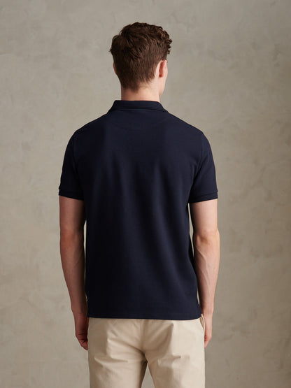 Mens Twill Texture Polo Shirt Dark Sapphire Navy