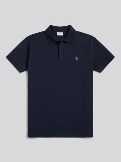 Mens Twill Texture Polo Shirt Dark Sapphire Navy