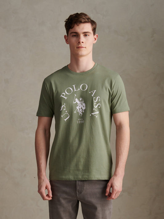 Mens Minimal Circle Print T-Shirt Sea Spray