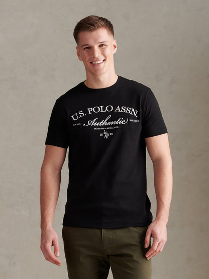 Mens Arch Script Graphic T-Shirt Black