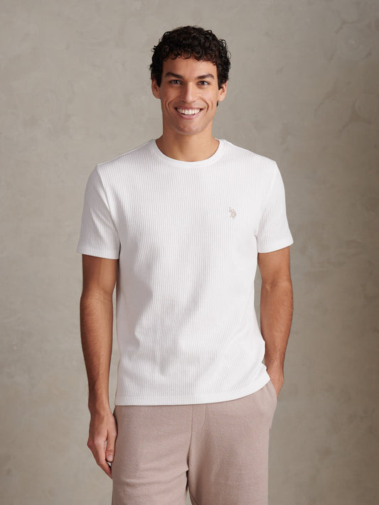Mens Rib Texture T-Shirt Bright White