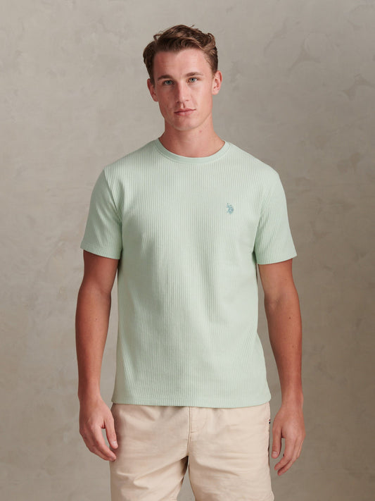 Mens Rib Texture T-Shirt Aqua Foam