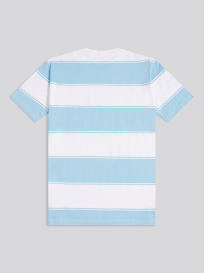 Mens Wide Stripe T-Shirt Air Blue