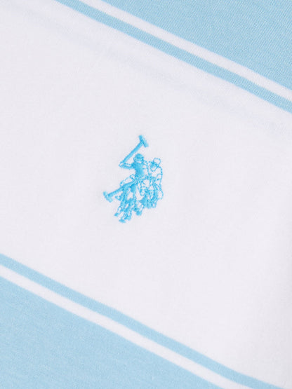 Mens Wide Stripe T-Shirt Air Blue