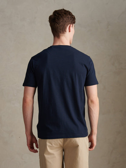 Mens Subtle Texture Double Horsemen T-Shirt Dark Sapphire Navy