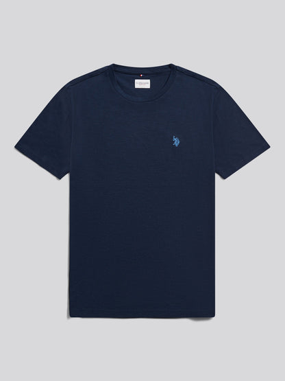 Mens Subtle Texture Double Horsemen T-Shirt Dark Sapphire Navy