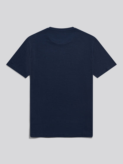 Mens Subtle Texture Double Horsemen T-Shirt Dark Sapphire Navy