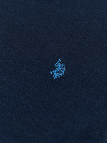 Mens Subtle Texture Double Horsemen T-Shirt Dark Sapphire Navy