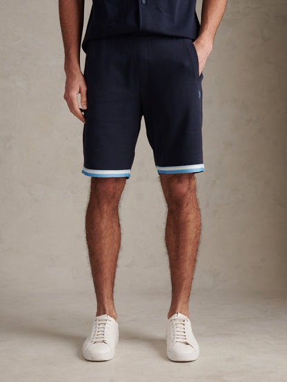 Mens Twill Taped Sweat Shorts Dark Sapphire Navy