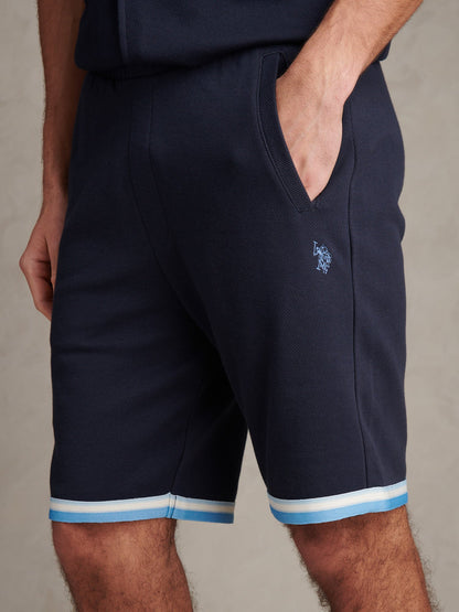 Mens Twill Taped Sweat Shorts Dark Sapphire Navy