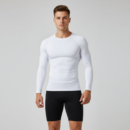 White long-sleeve compression shirt on a white background