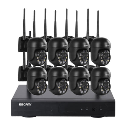 8-camera wireless security kit with 8 dome cameras and black NVR unit