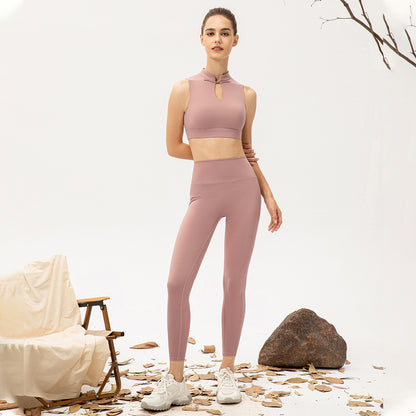 Women's Mandarin-Collar Yoga Top & Leggings Set