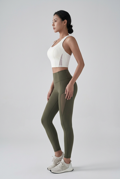 Women's Aerial Gym Jumpsuit with Contrasting Mesh