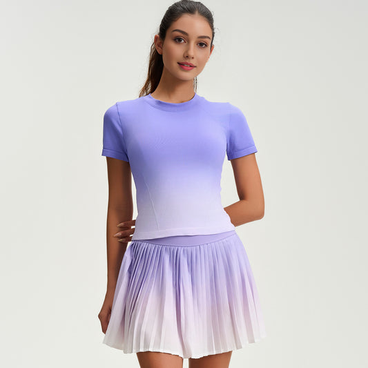 Women's Gradient T-Shirt & Sports Skirt Set