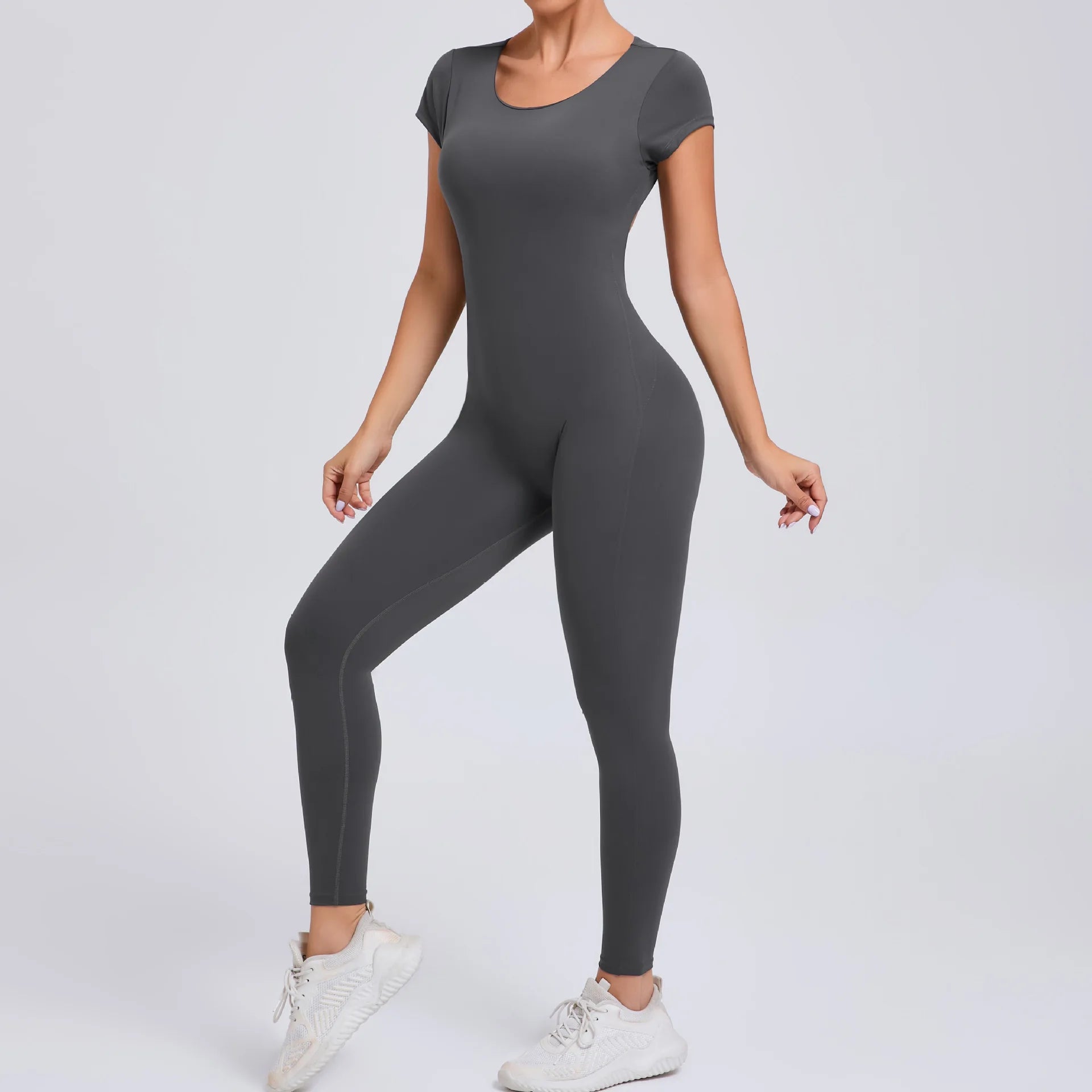 One-piece Long Sleeves Gym Bodysuit Set.