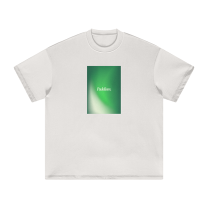 Off-white heavyweight crewneck T-shirt with short sleeves and centered square graphic print