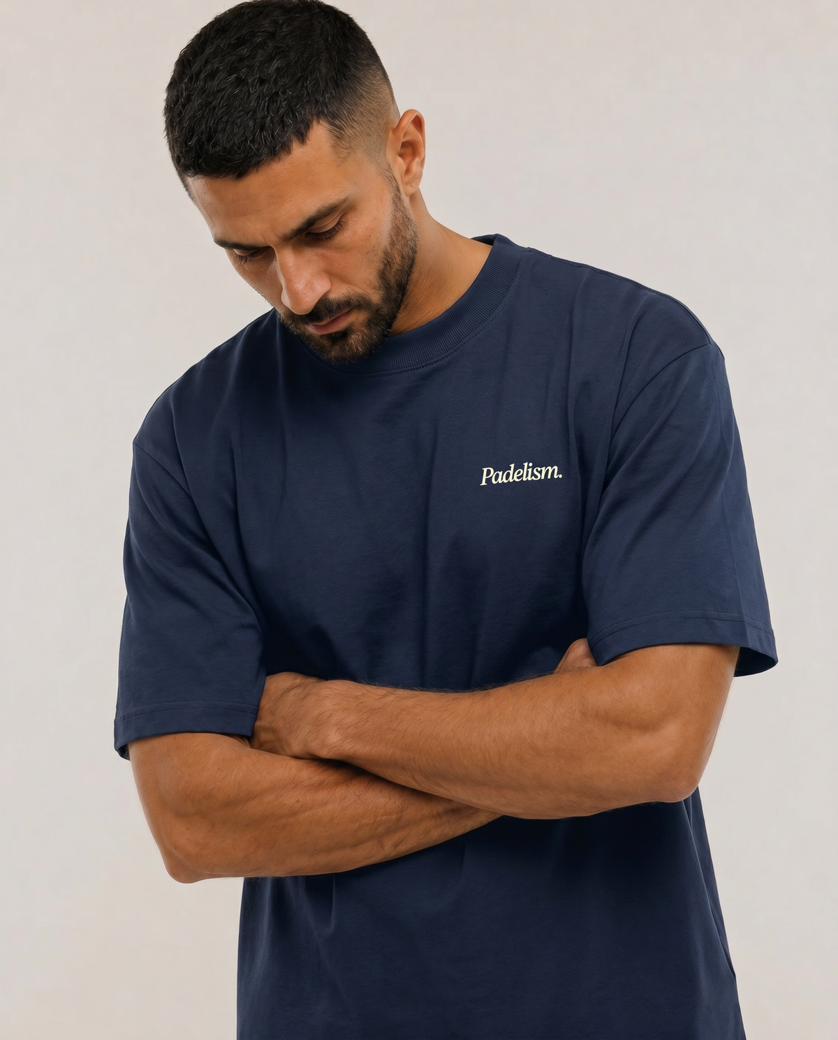 Navy heavyweight T-shirt with 'Padelism.' chest logo