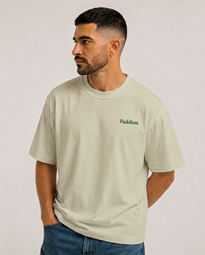 Oat gray heavyweight T-shirt with “Padelism” chest logo