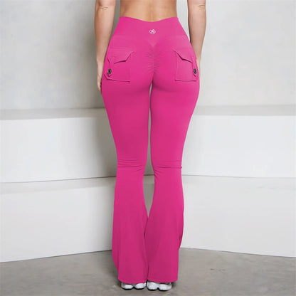 GymBum High Waist Flare Leggings with Scrunch & Pockets