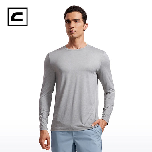 CRZ YOGA Autumn Winter Long Sleeve Workout Shirts for Men Lightweight Athletic Gym Running Tops Breathable Casual Tee Shirts