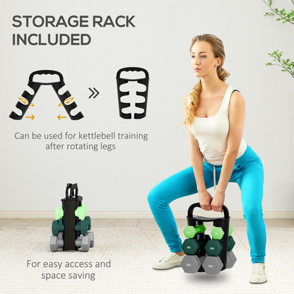 SPORTNOW Dumbbells Set with Storage Rack, 2 x 1kg, 2 x 3kg, 2 x 5kg