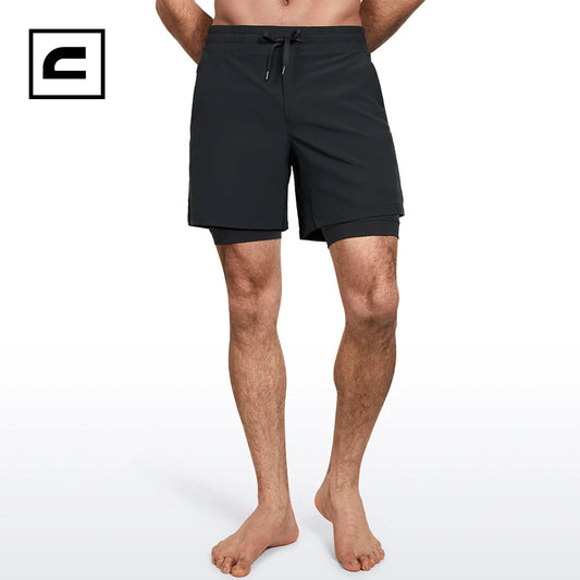 CRZ YOGA 2 in 1 Mens Athletic Shorts 5'' with Liner Quick Dry Lightweight Running Sports Gym Shorts with Pockets