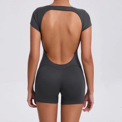 One-piece Long Sleeves Gym Bodysuit Set.