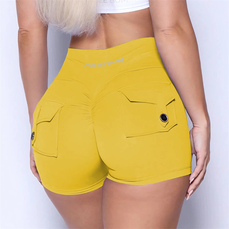 Women’s High Waist Scrunch Pocket Shorts