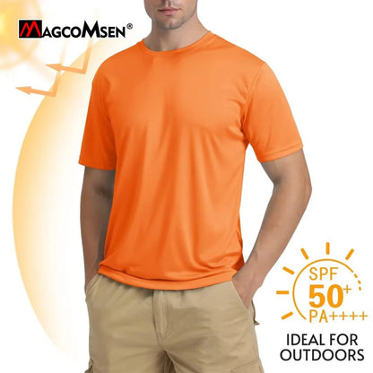 MAGCOMSEN Men's UPF50+ UV Protection T-shirt Short Sleeve Quick Dry Sport Tees for Running Workout Surf Swim Rash Guard Shirt