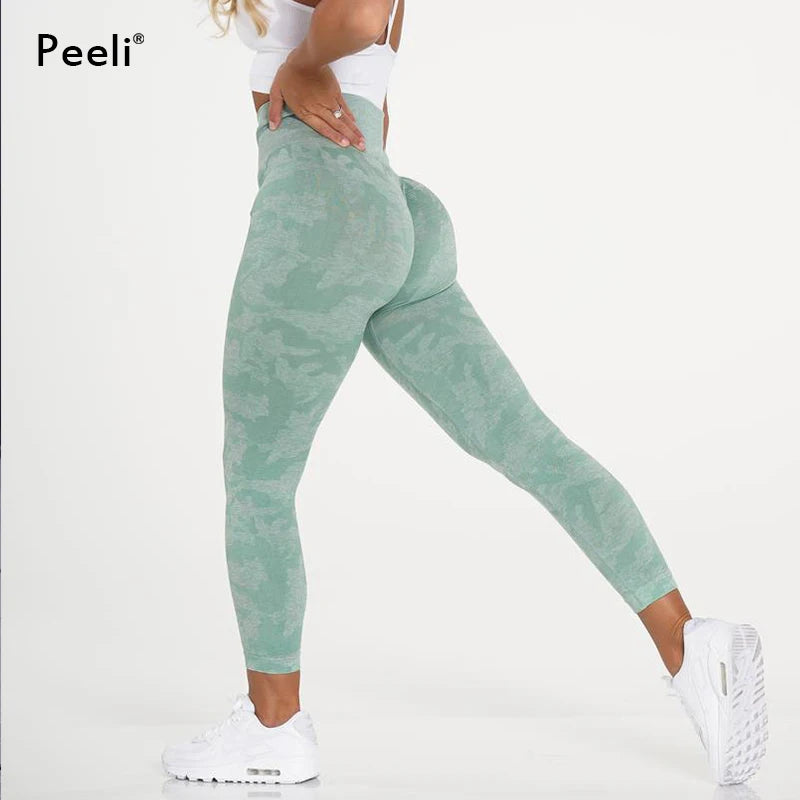 Camo Seamless Leggings Women - High Waist Scrunch Butt Sports Leggings