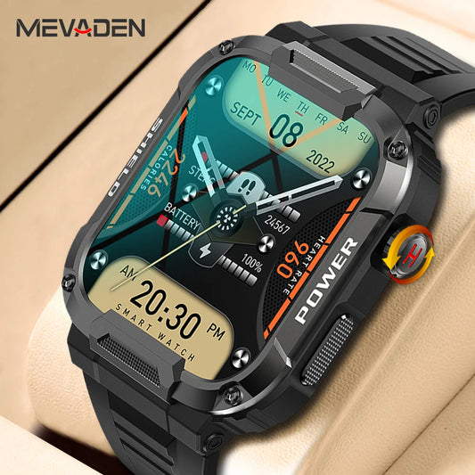 MEVADEN 1.85 Outdoor Military Smart Watch Men Bluetooth Call Smartwatch For Android IOS IP68 Waterproof Sports Fitness Watches