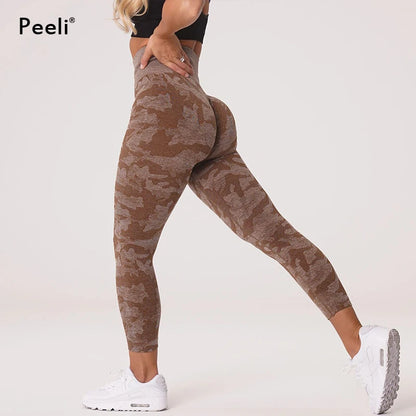 Camo Seamless Leggings Women - High Waist Scrunch Butt Sports Leggings