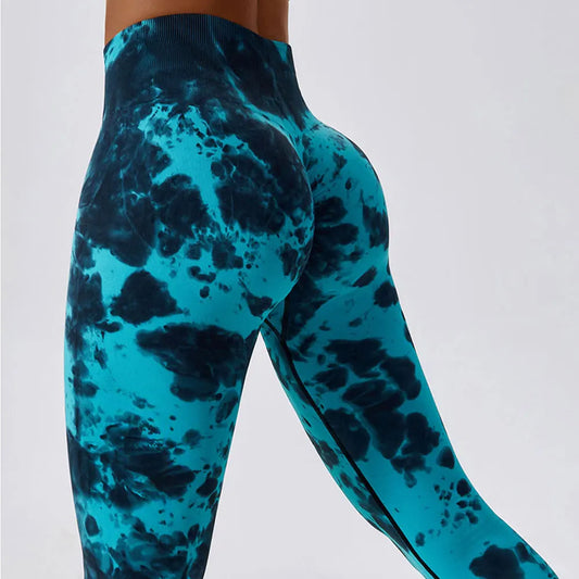 Tie-Dye Yoga Pants Sports Leggings Women Exercise Running Fitness High Waist Seamless Gym Push Ups Leggings Women Workout Tights