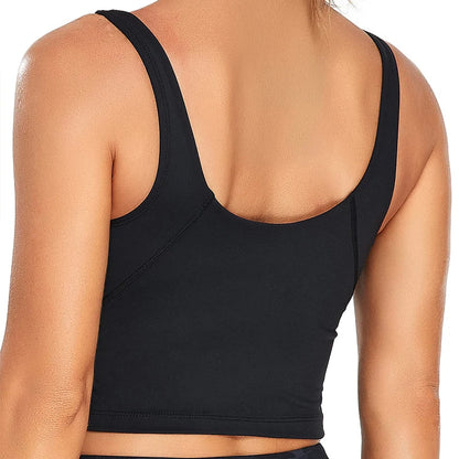 Sports Bra Women’s Longline Padded Crop Tank - Medium Support Wire-Free Yoga Bra